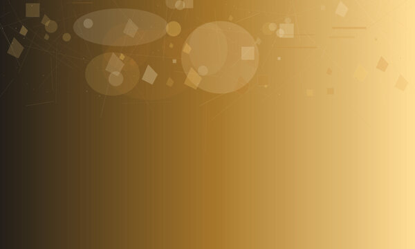 Abstract geometric shapes and lines on a gradient gold background