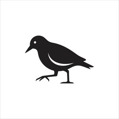 Fototapeta premium Crow perched on a branch silhouette on white background