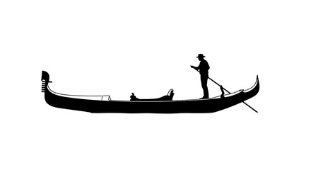 Silhouette of a gondola and gondolier on calm waters © Siam Studio