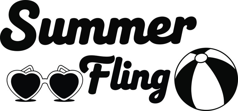 Summer Fling Text with Sunglasses and Beach Ball