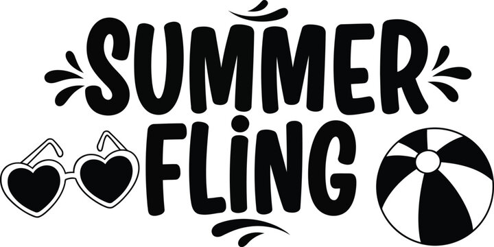 Summer Fling Text with Sunglasses and Beach Ball 1