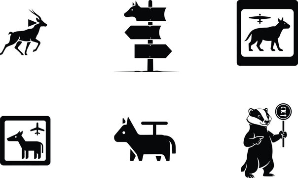 Collection of donkey and mule silhouettes with crucifixes