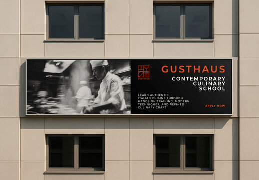 Modern Culinary School Advertisement Sign Mockup PSD