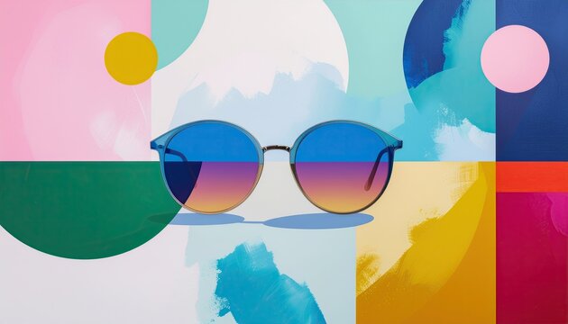 Summer pre  campaign concept, Futuristic Summer Sunglasses Minimalist Concept Scene
