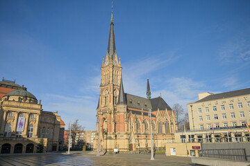Obraz premium Petrikirche, Theaterplatz ,Chemnitz, Sachsen, Deutschland