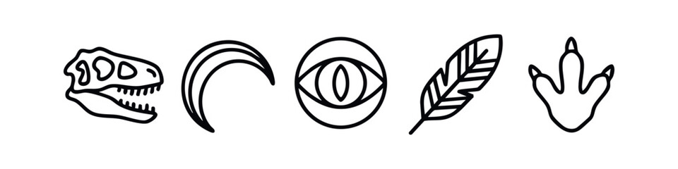 Clean Outline Paleontology and Dinosaur Themed Icons Set © liubomir118809