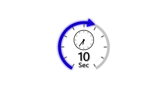 10 Sec clock icon animation. Clock 10-Seconds icon Digital and analog clock 10 Seconds isolated on white background. and creating a stunning video.4k video.