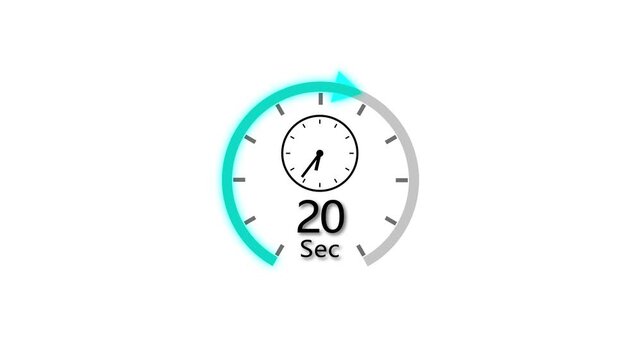 20 Sec clock icon animation. Clock 20-Seconds icon Digital and analog clock 20 Seconds isolated on white background. and creating a stunning video.4k video.