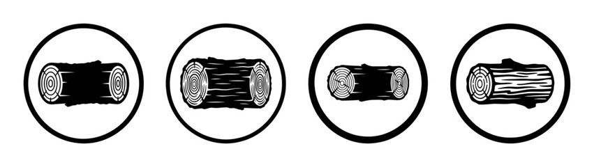 Wood logs illustration featuring tree rings and bark textures in black and white vector set design © black man