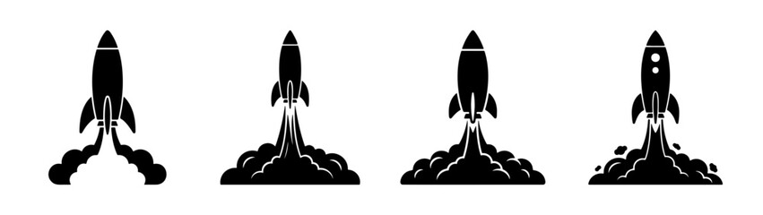 Explore space travel with rocket launch illustrations and spaceship vector graphics for design projects © black man