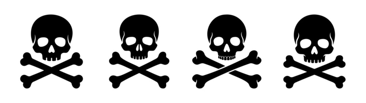 Download black skull and crossbones vector art pirate symbols halloween danger sign graphics free image