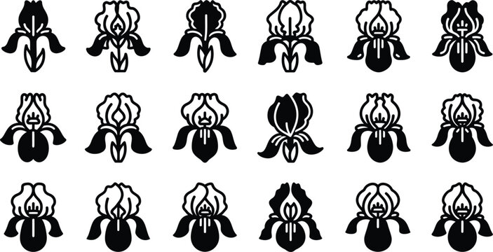 Black and white iris flower symbol