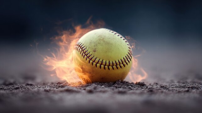 Fiery Softball on the Ground
