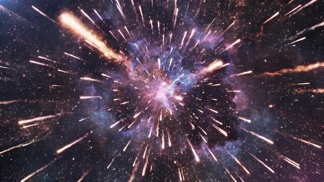 A vibrant and dynamic depiction of a supernova explosion radiating intense light and energy across a dark cosmic backdrop, showcasing the raw power of stellar events.