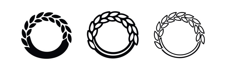 Obraz premium Laurel Wreath Icon Set for Awards and Achievement Symbols Circular Wheat Branch Design Elements