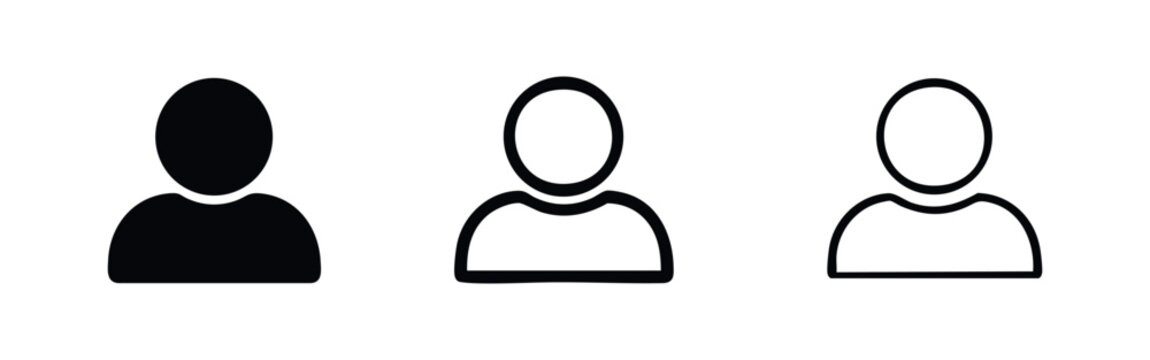 User profile icons: solid black, hand-drawn outline, and thin outline