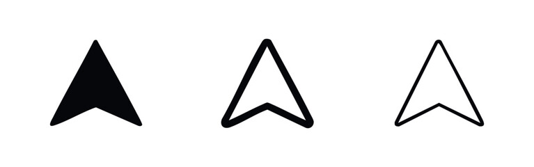 Navigation Arrow Icons: Solid Black, Outline, and Filled Outline © liubomir118809