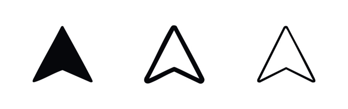 Navigation Arrow Icons: Solid Black, Outline, and Filled Outline