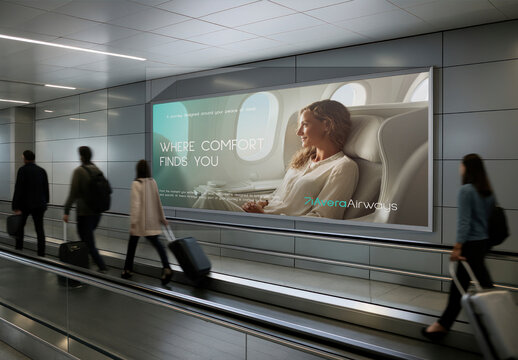Airport Travel Advertisement Billboard Mockup PSD