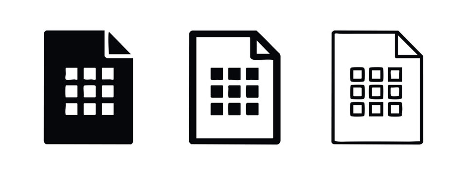 Three document icons representing a grid or table (different style)