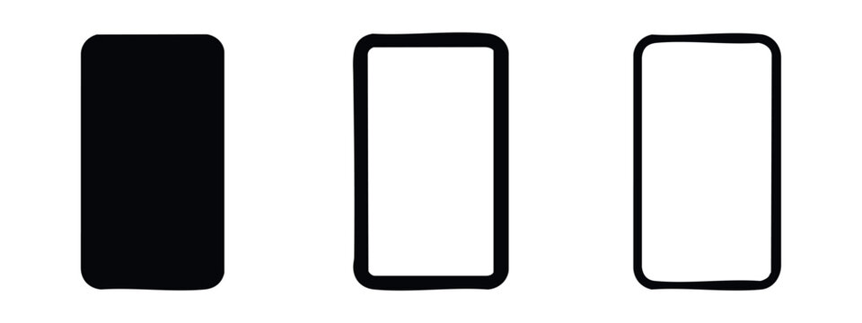 Smartphone icons: solid, outline, and textured frame