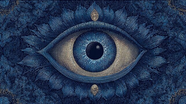 Turkish eye Nazar pattern mandala created with generative AI featuring traditional amulet symbolism in contemporary digital art form