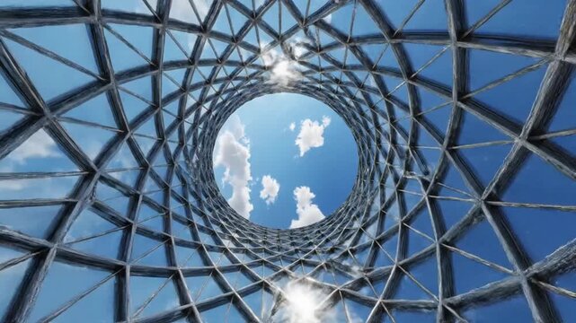 Sky seen through geodesic dome.