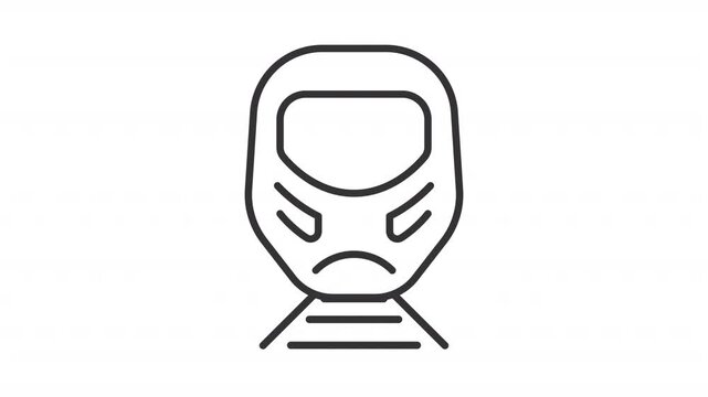 Animated high speed rail line icon. Maglev train riding animation. Modern railroad vehicle. Public transportation comfort. Outline element on white background. HD video with alpha channel