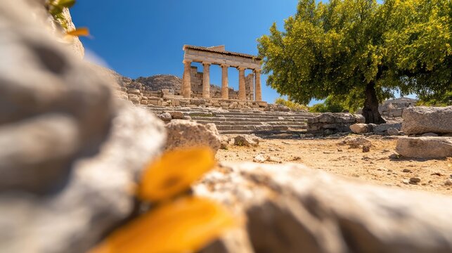 Ancient city of Kamiros, greek temple ruins on Rhodes island, greece