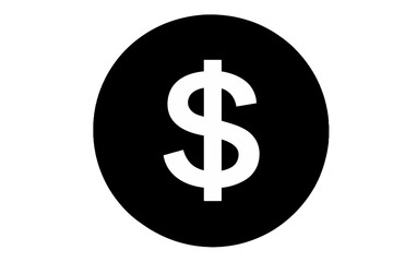 Fototapeta premium Minimalist black and white dollar sign icon inside a circle, representing currency, finance, banking, and wealth on a clean white background.