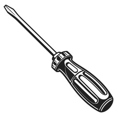 Fototapeta premium Black and white screwdriver silhouette with flat head on white background