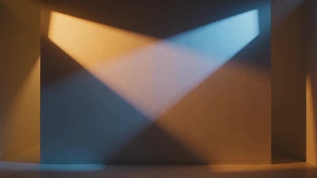 Dramatic intersecting shadows from dual light sources on plain wall