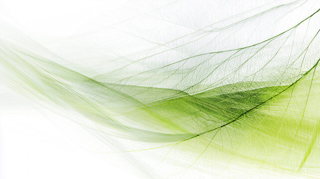 Delicate green leaf veins macro background with artistic wave pattern