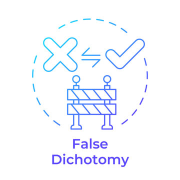 False dichotomy blue gradient concept icon. Social polarization, problem solving. Road barrier. Round shape line illustration. Abstract idea. Graphic design. Easy to use in article, blog post