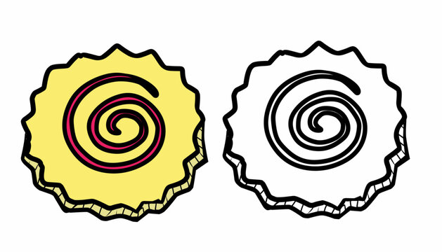 Narutomaki Design. Spiral Swirl Repeat Design. Hand Drawn Japanese Fishcake. 