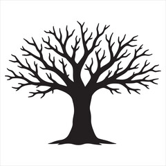 Fototapeta premium A black silhouette of a tree without leaves