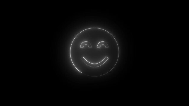 Smiling Face Emoticon Neon Sign on Black Background for Digital Media and Communication .Glowing neon smiley face animation with cute demon icon .4K animation videos,, 4K ,...