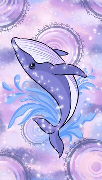 A majestic blue whale swimming freely in the blue ocean, a soothing walpaper for your phone
