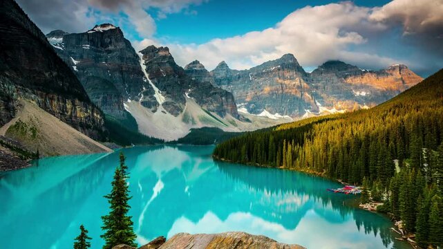 Moraine Lake, banff national park, canada nature free stock video.