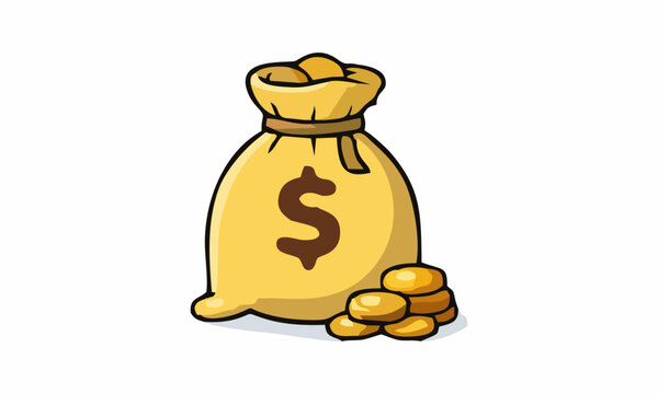 line art color of sack of money cartoon illustration