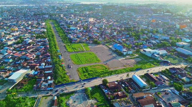 aerial view of the former Termindung airport in Samarinda in the afternoon
