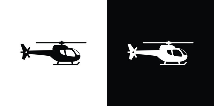 Black and white helicopter silhouettes on split background