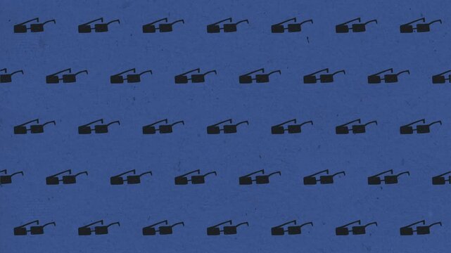 Pattern of sunglasses repeated across blue textured background simple stylish design element