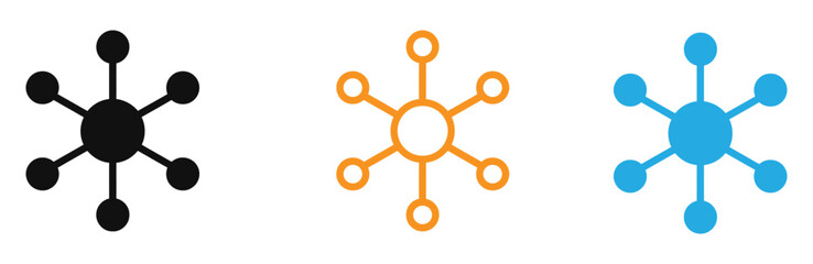 Obraz premium Network connection icons in black, Orange, And blue vector illustration