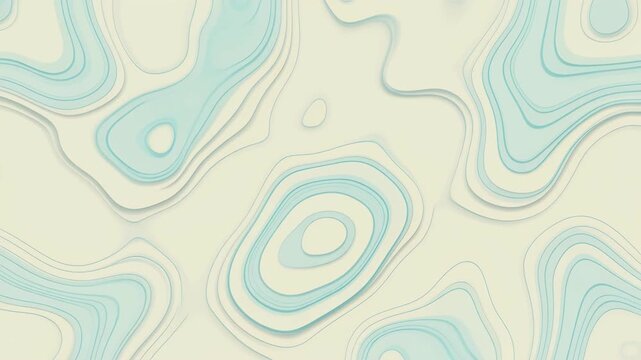 Abstract Topographic Map Animation with Smooth Wavy Contours and Soft Pastel Colors.