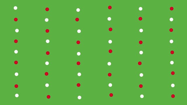 Red White Dots Pattern Green Background Abstract Geometric Motion Graphic Seamless Loop