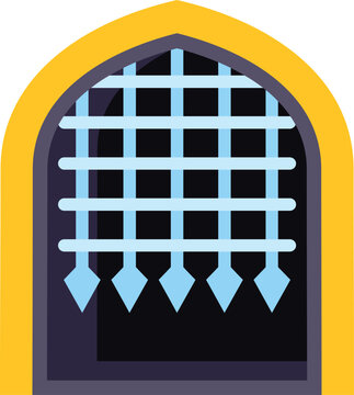 Icon of a medieval castle portcullis gate with a grate and spikes