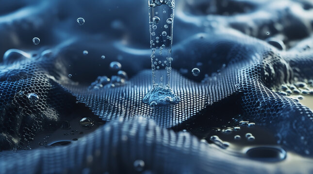 Microscopic view of graphene water filtration membrane process