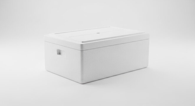 A Clean White Rectangular Storage Box on a White Background.