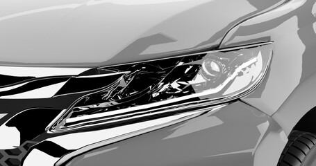 Close-up of silver modern SUV car headlight © ridho